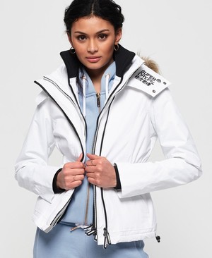 Superdry Hooded Faux Fur Winter SD-Windattacker Női Kabát Fehér | BFINW7593